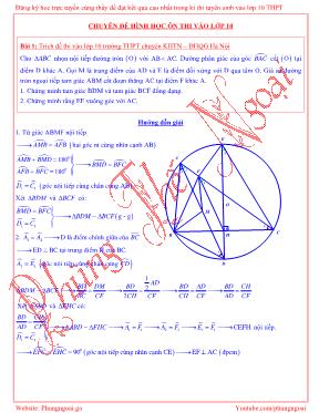 Chuyên đề Hình học ôn thi vào lớp 10